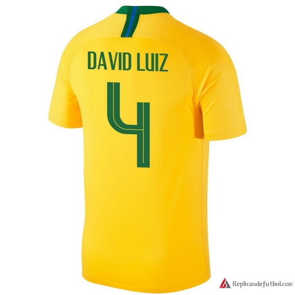 Camiseta Seleccion Brasil Primera equipación David Luiz 2018 Amarillo